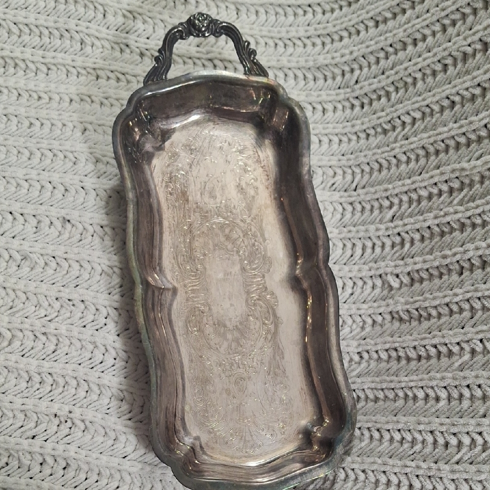 Elegant Silver Tray for Home Bath